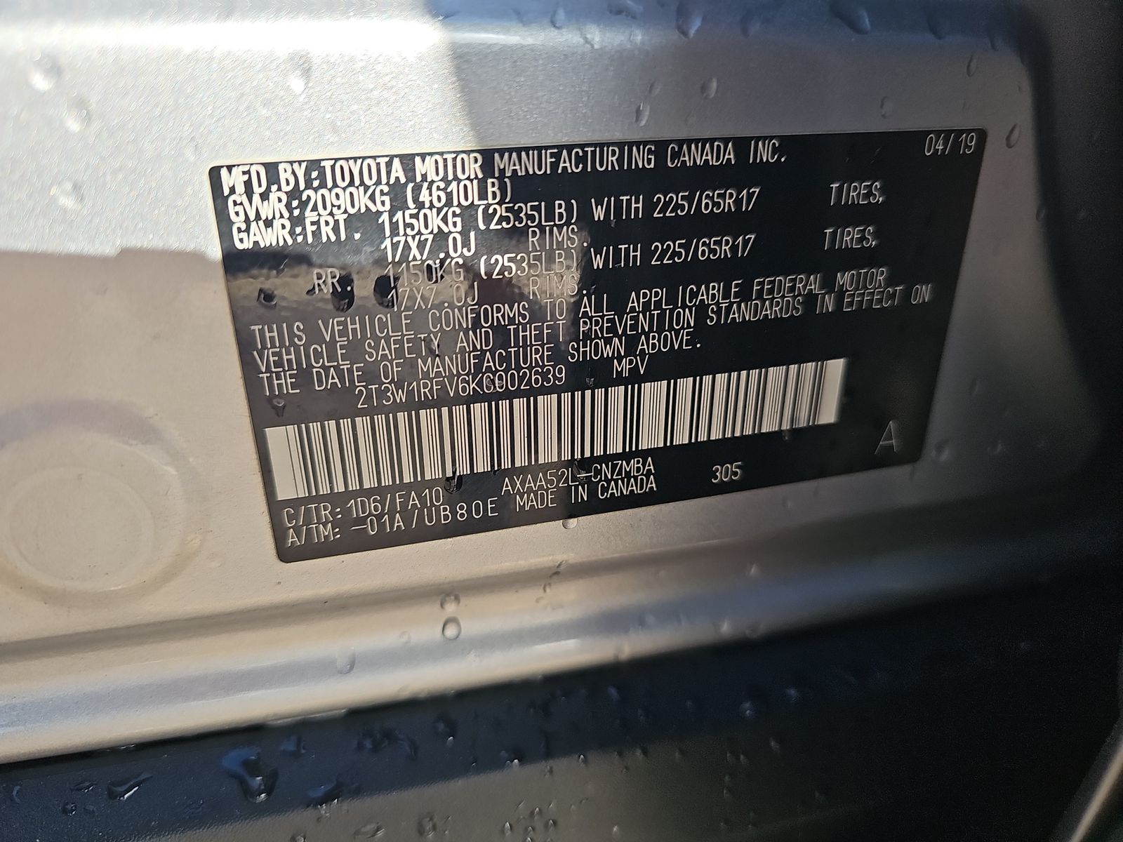 2019 Toyota RAV4 XLE FWD