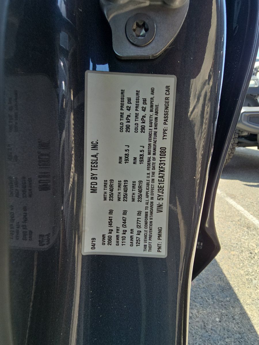 2019 Tesla Model 3 Standard Range Plus RWD