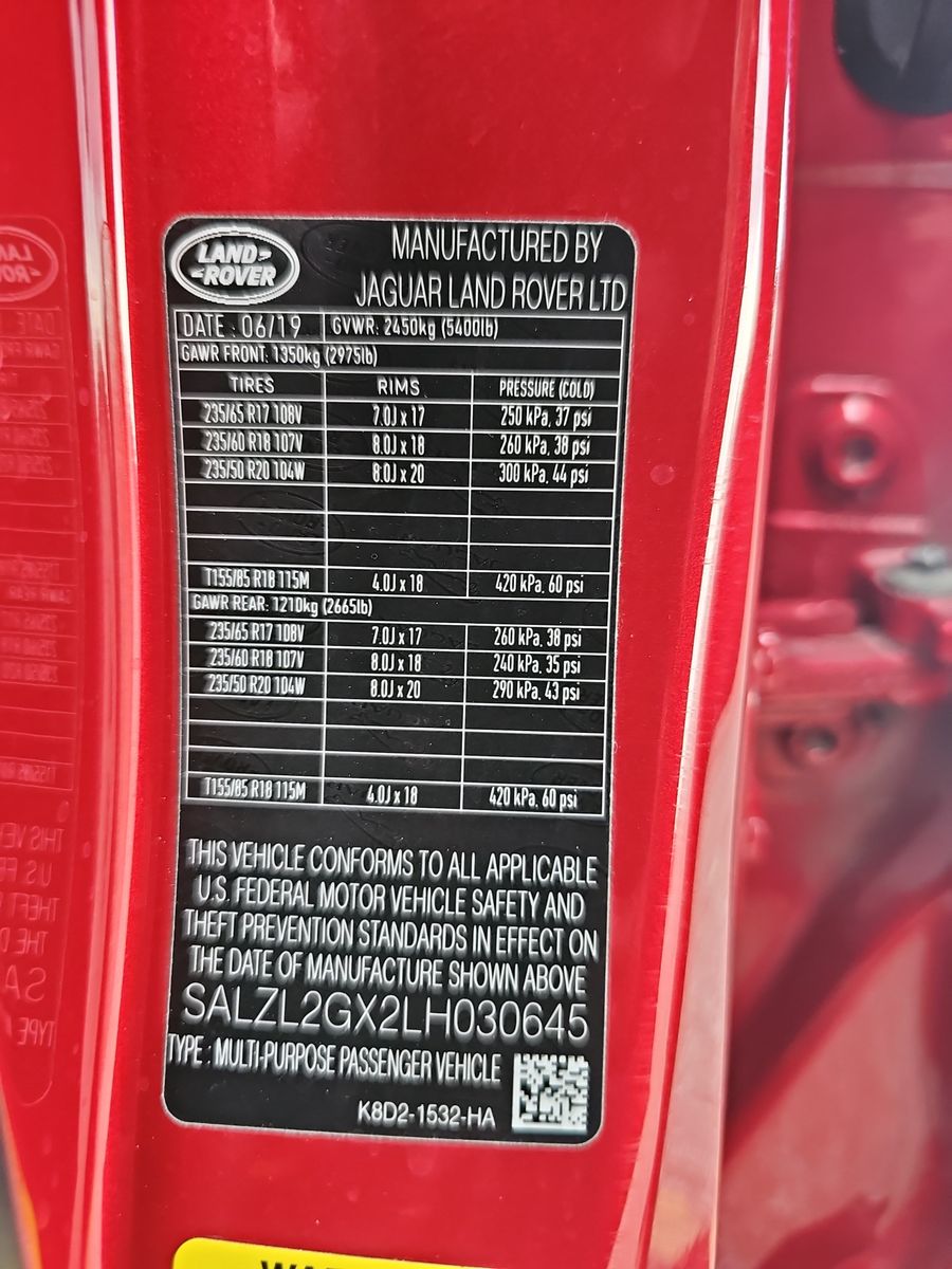 2020 Land Rover Range Rover Evoque R-Dynamic SE AWD