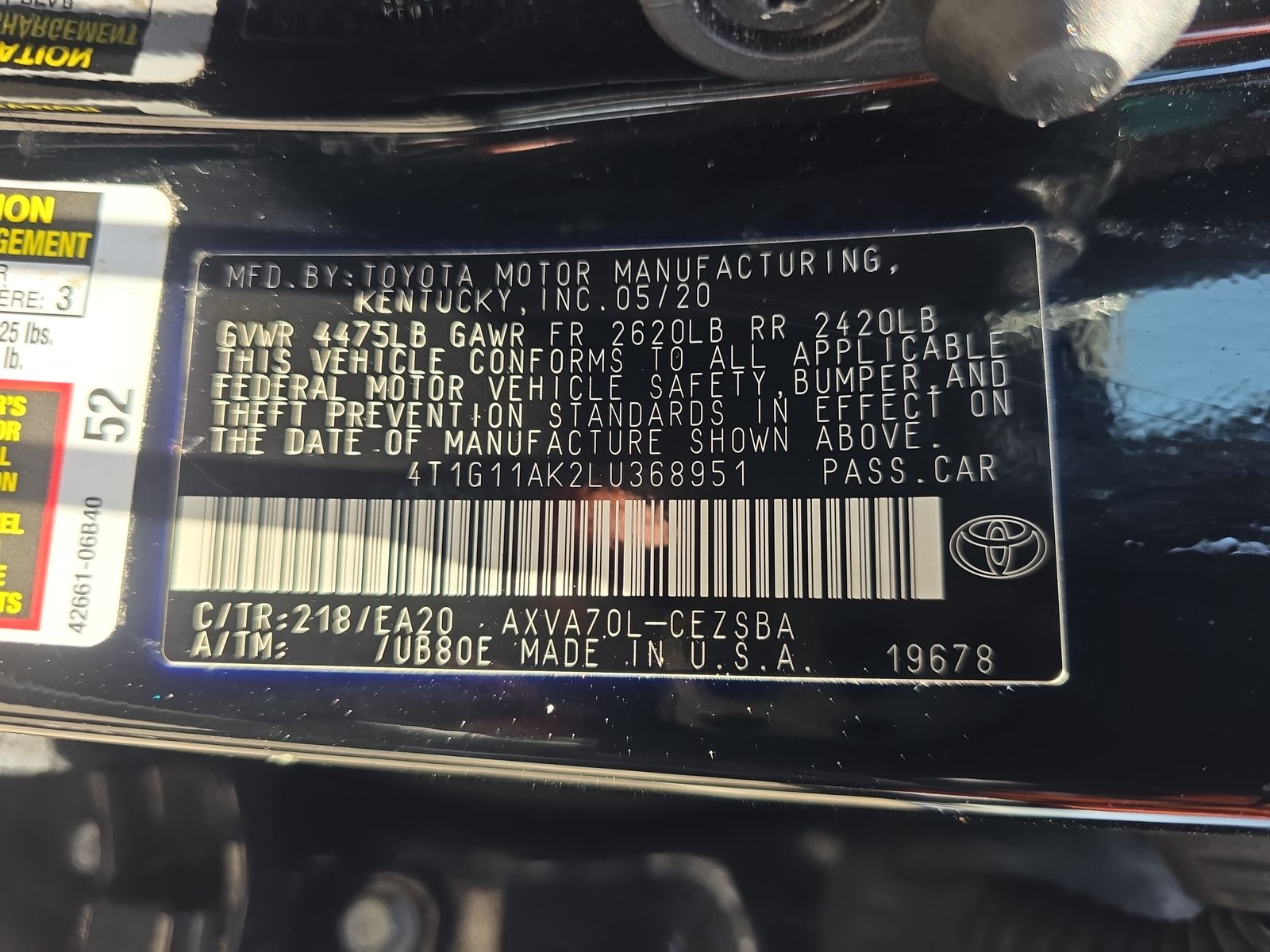 2020 Toyota Camry SE FWD