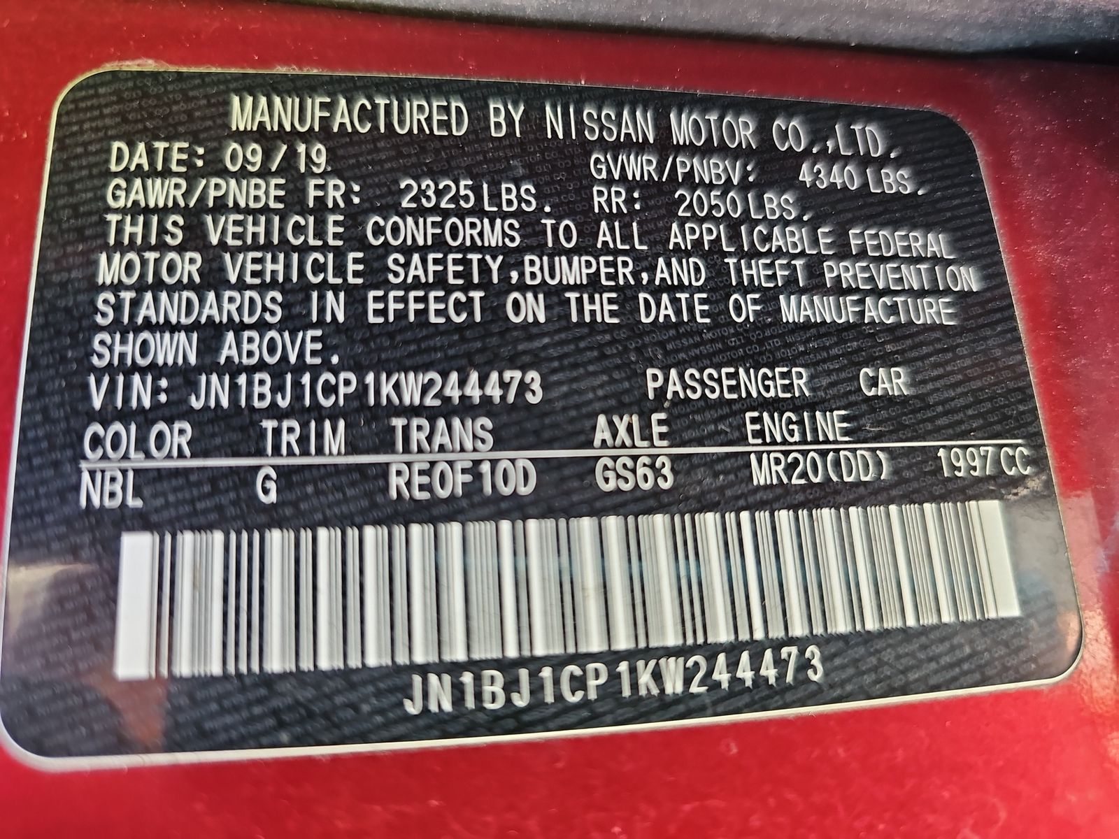2019 Nissan Rogue Sport SV FWD