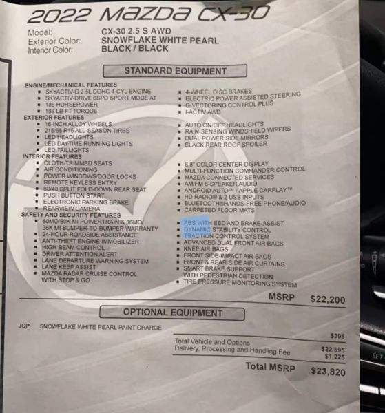 2022 MAZDA CX-30 2.5 S AWD