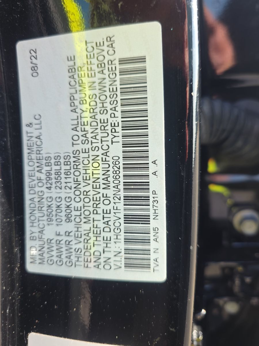 2022 Honda Accord LX FWD