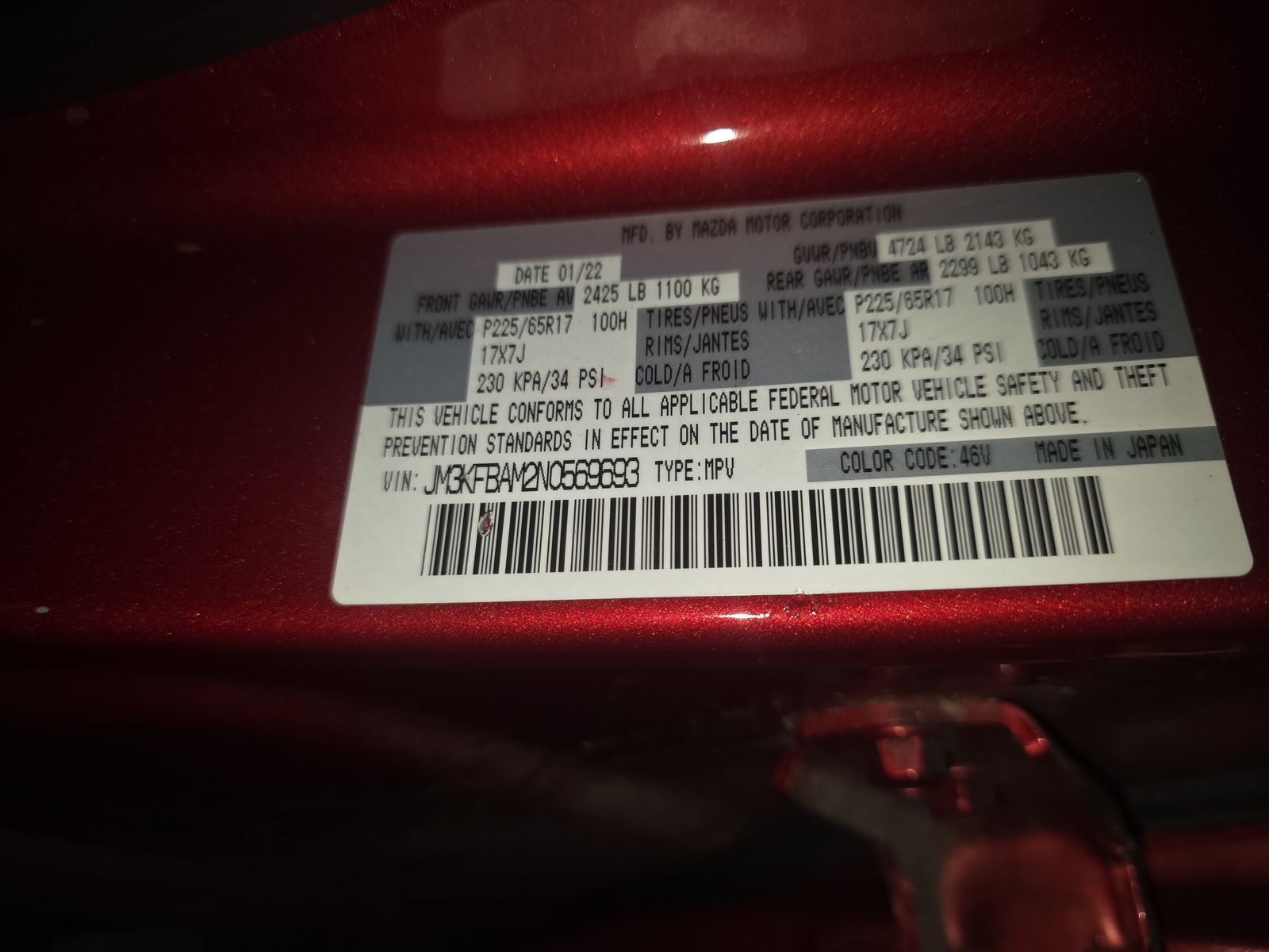 2022 MAZDA CX-5 2.5 S AWD