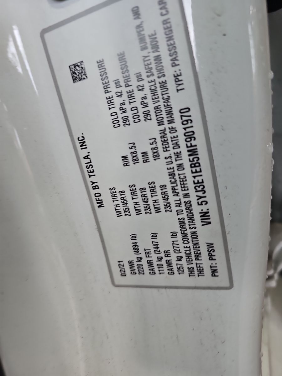 2021 Tesla Model 3 Long Range AWD