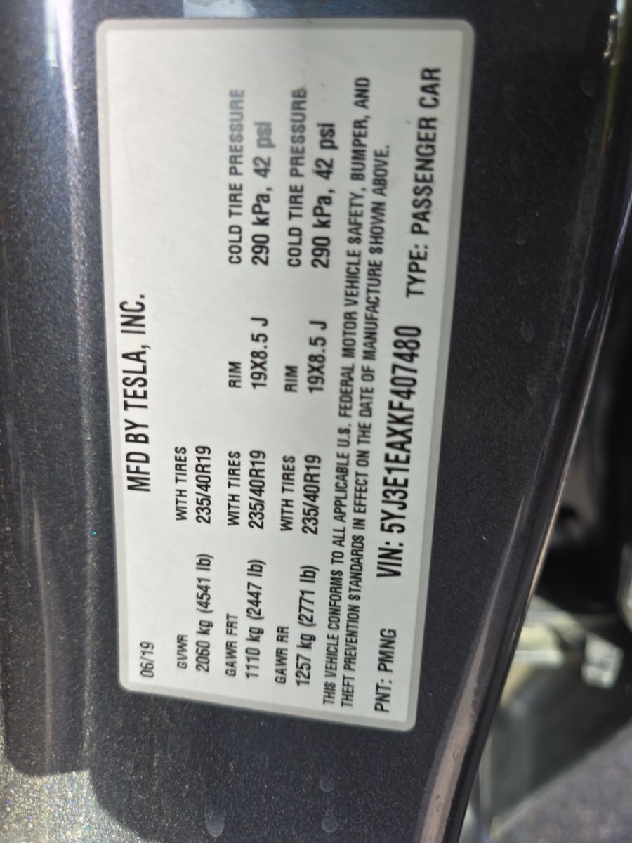 2019 Tesla Model 3 Standard Range Plus RWD