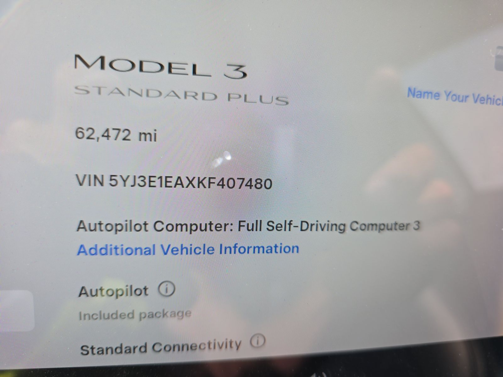 2019 Tesla Model 3 Standard Range Plus RWD