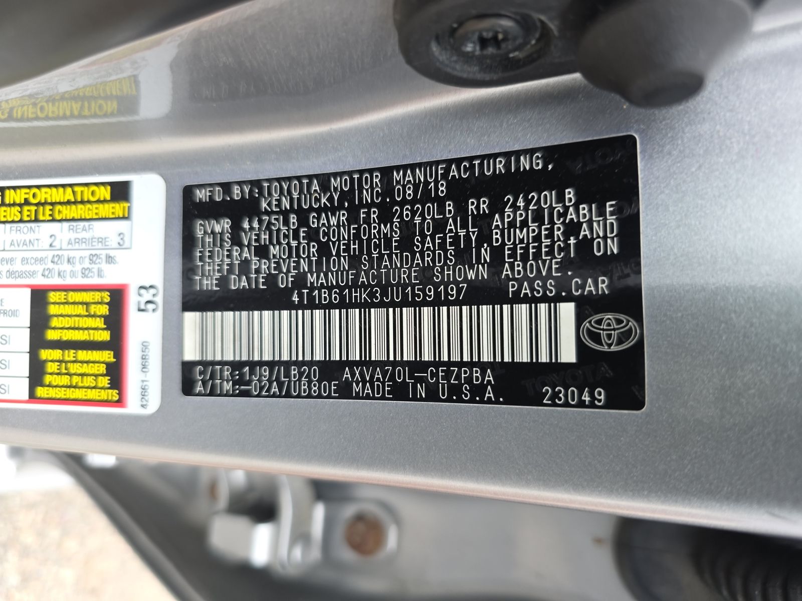 2018 Toyota Camry XSE FWD