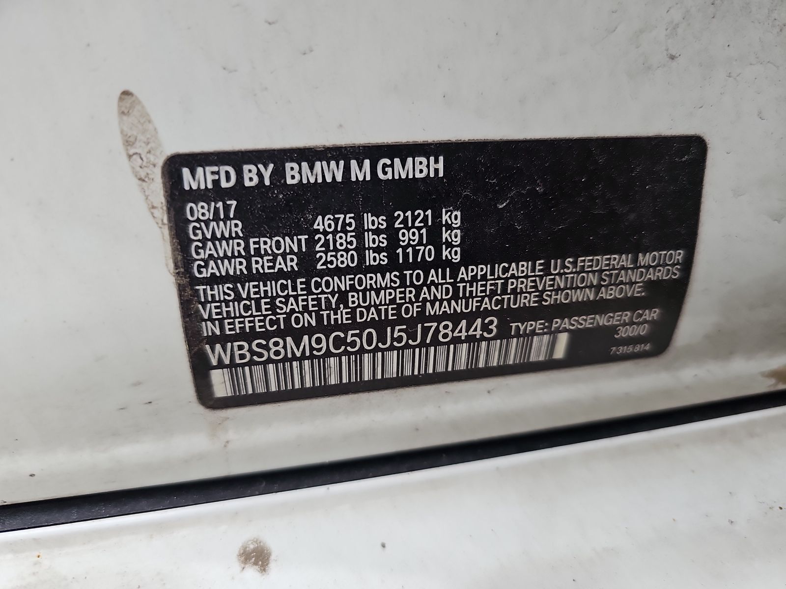 2018 BMW M3 Base RWD