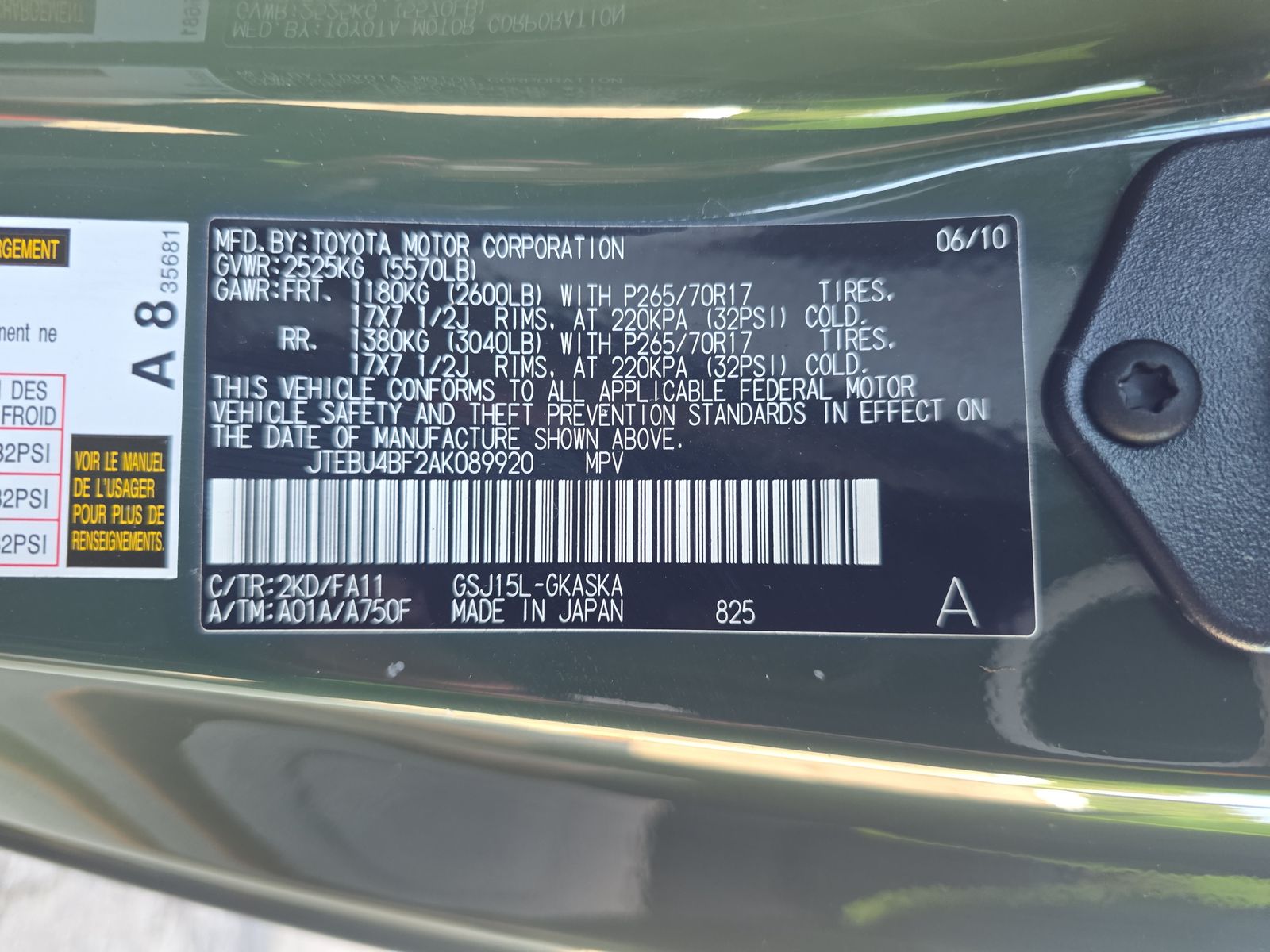 2010 Toyota FJ Cruiser Base AWD