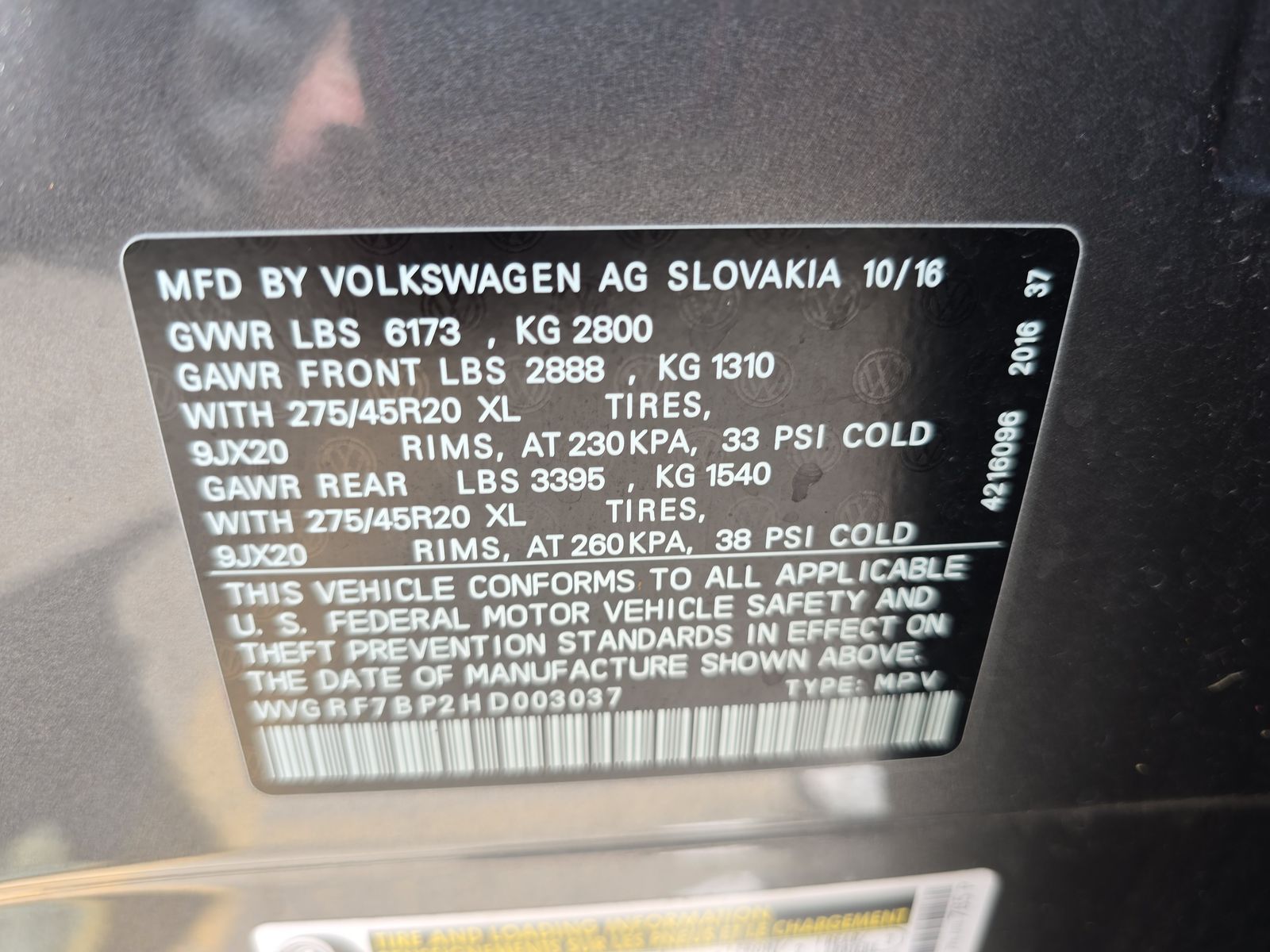 2017 Volkswagen Touareg 3.6L Wolfsburg Edition AWD