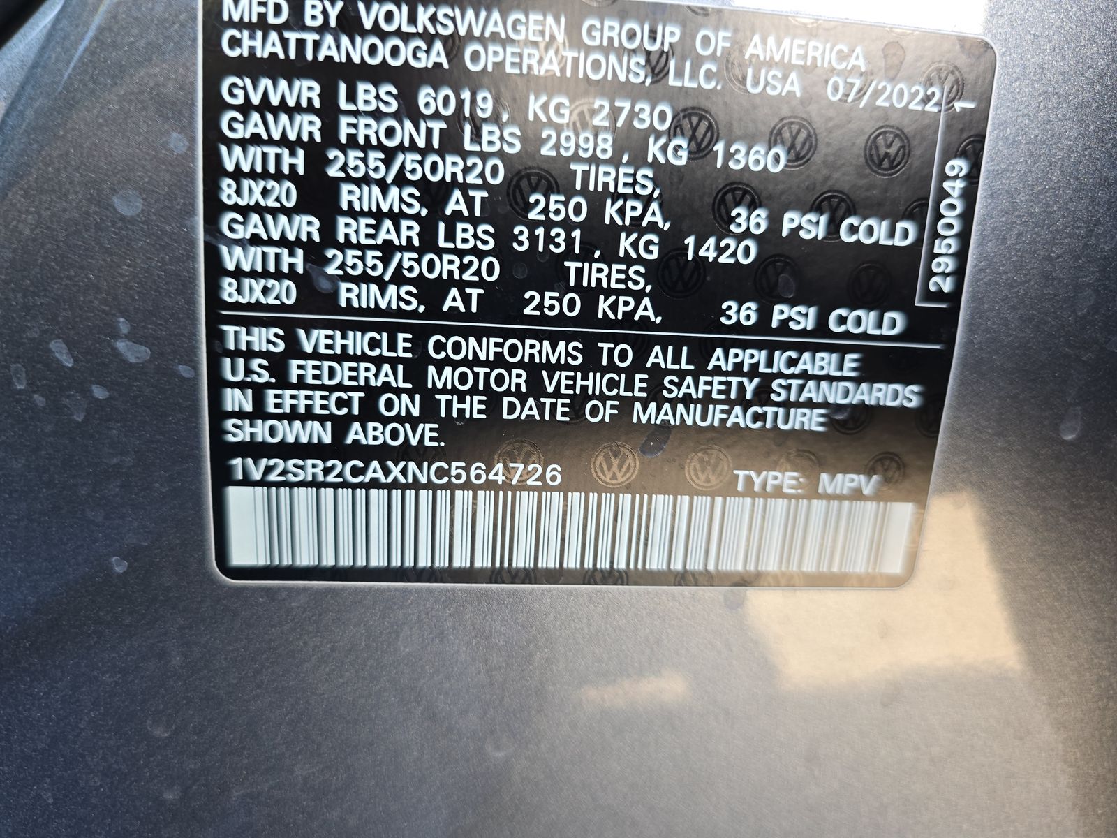 2022 Volkswagen Atlas 3.6L SEL R-Line Black AWD