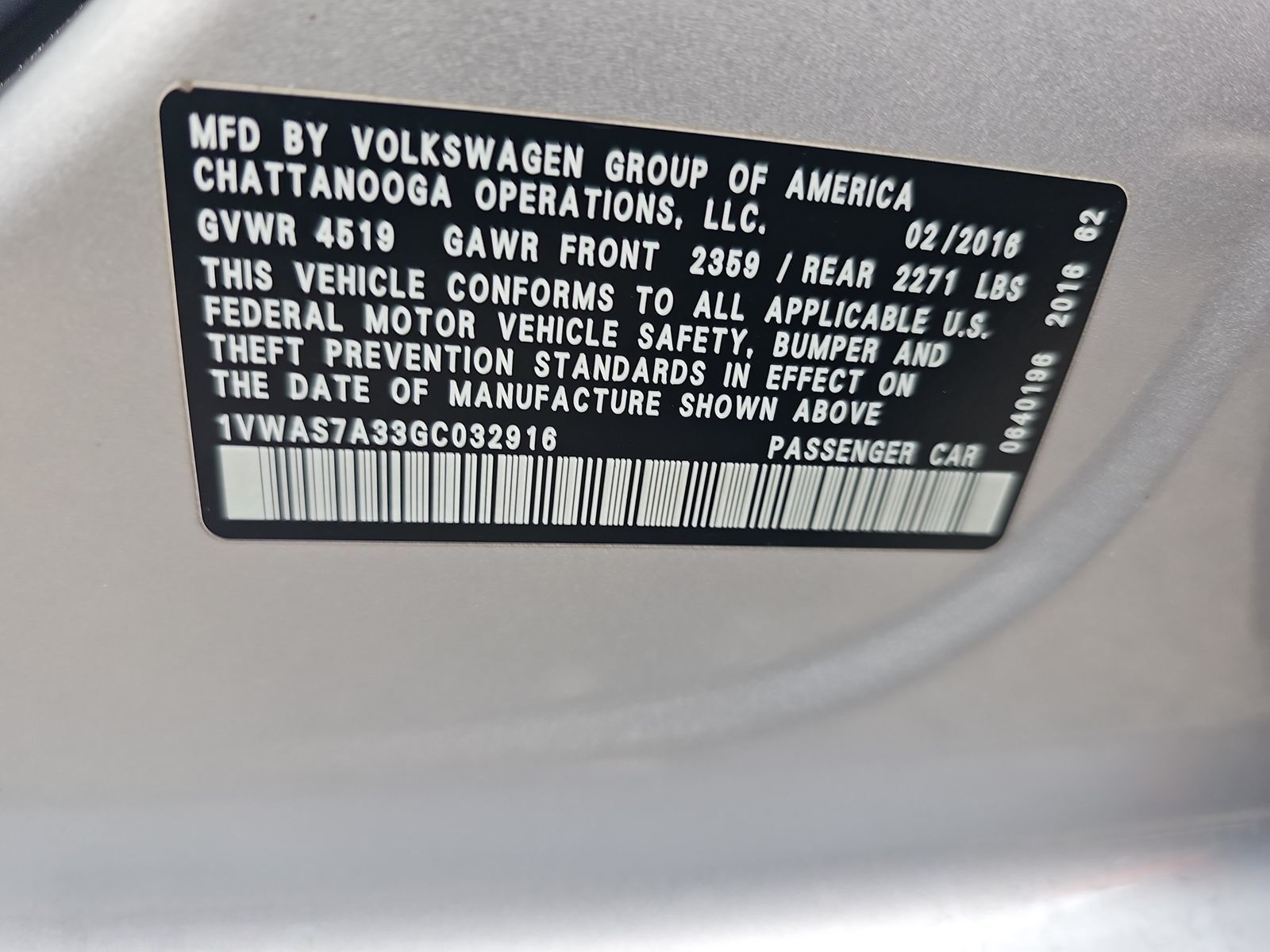 2016 Volkswagen Passat 1.8T R-Line FWD