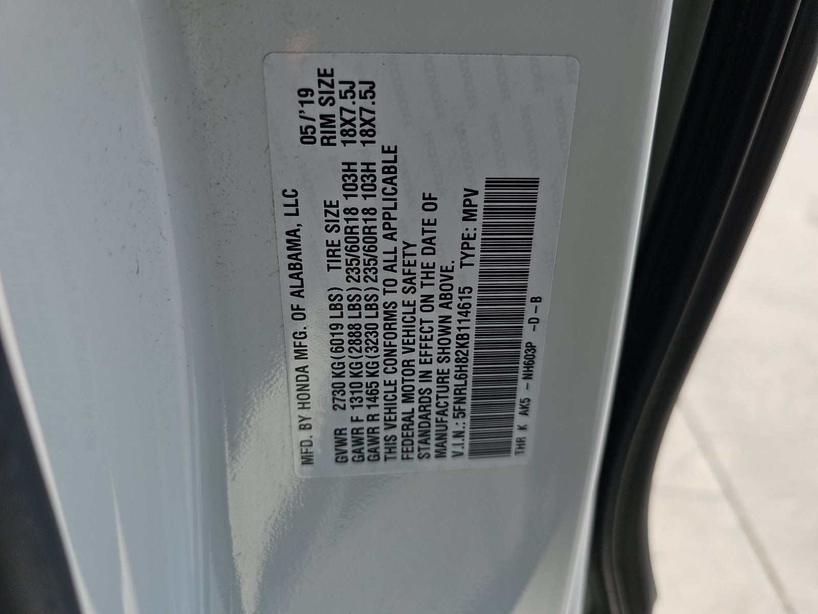 2019 Honda Odyssey Touring FWD
