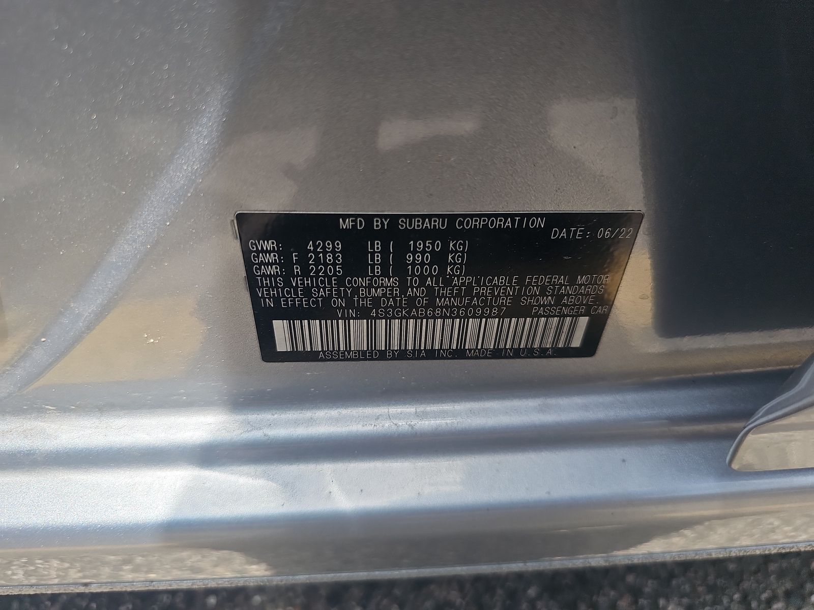 2022 Subaru Impreza 2.0i AWD