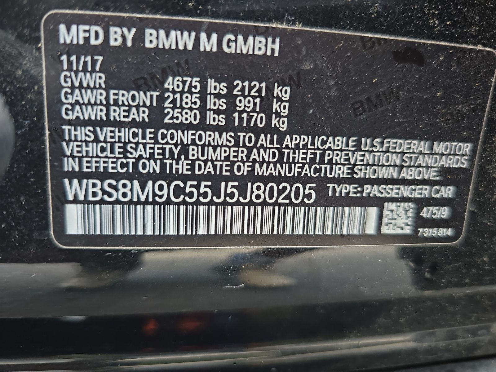 2018 BMW M3 Base RWD