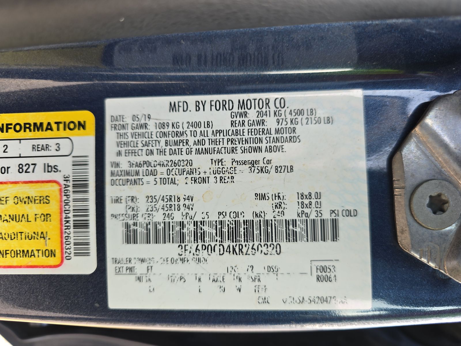 2019 Ford Fusion SEL FWD