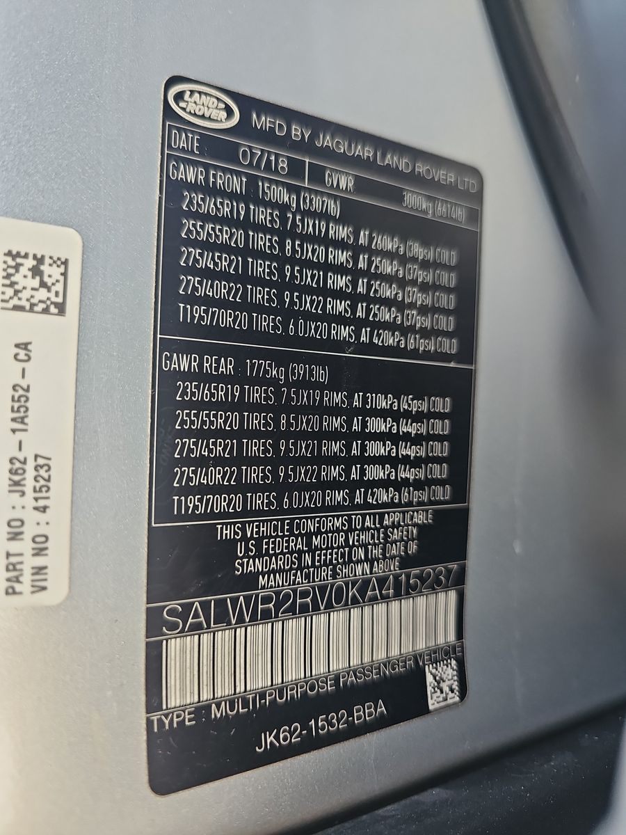 2019 Land Rover Range Rover Sport HSE AWD