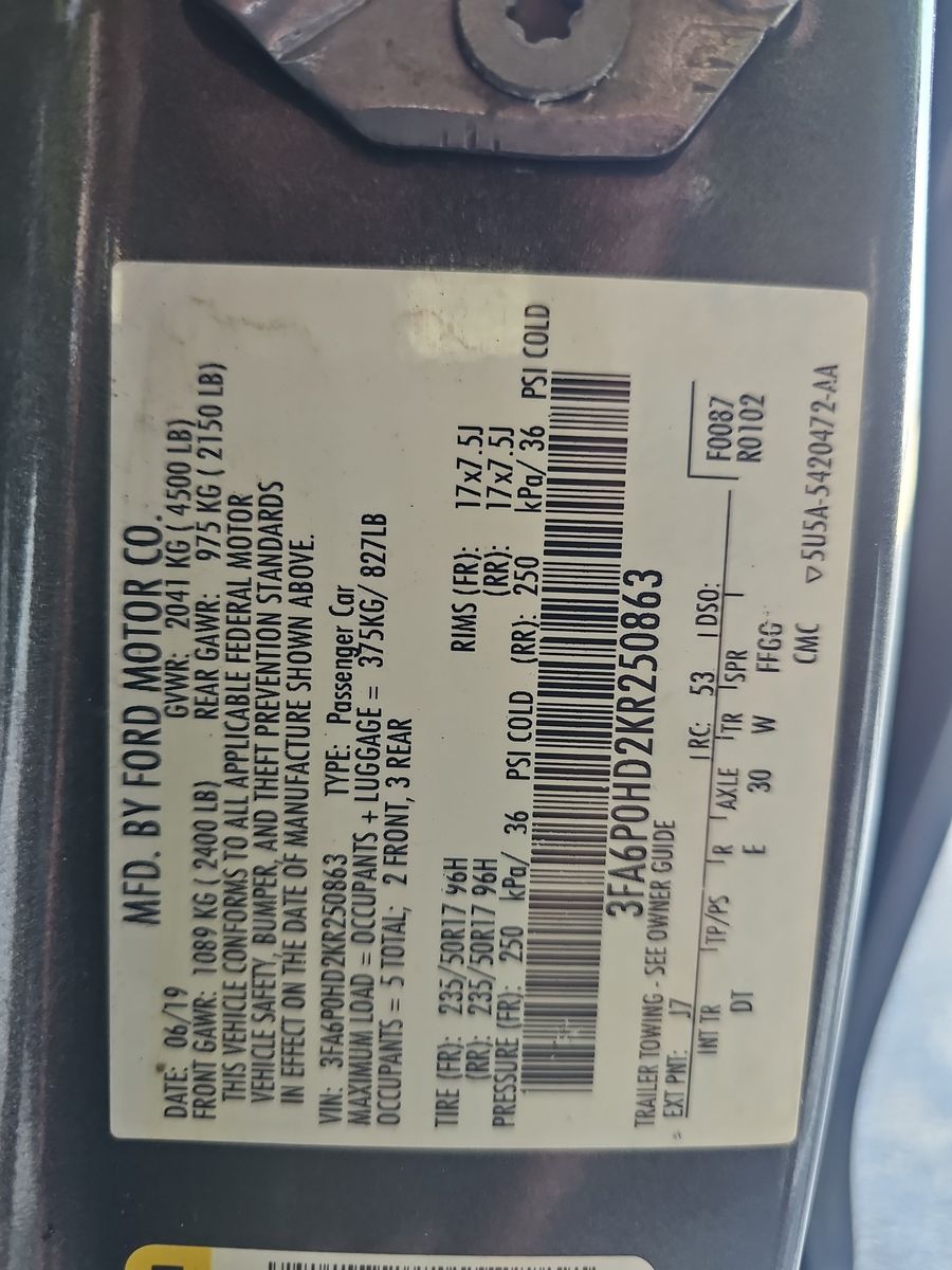 2019 Ford Fusion SE FWD