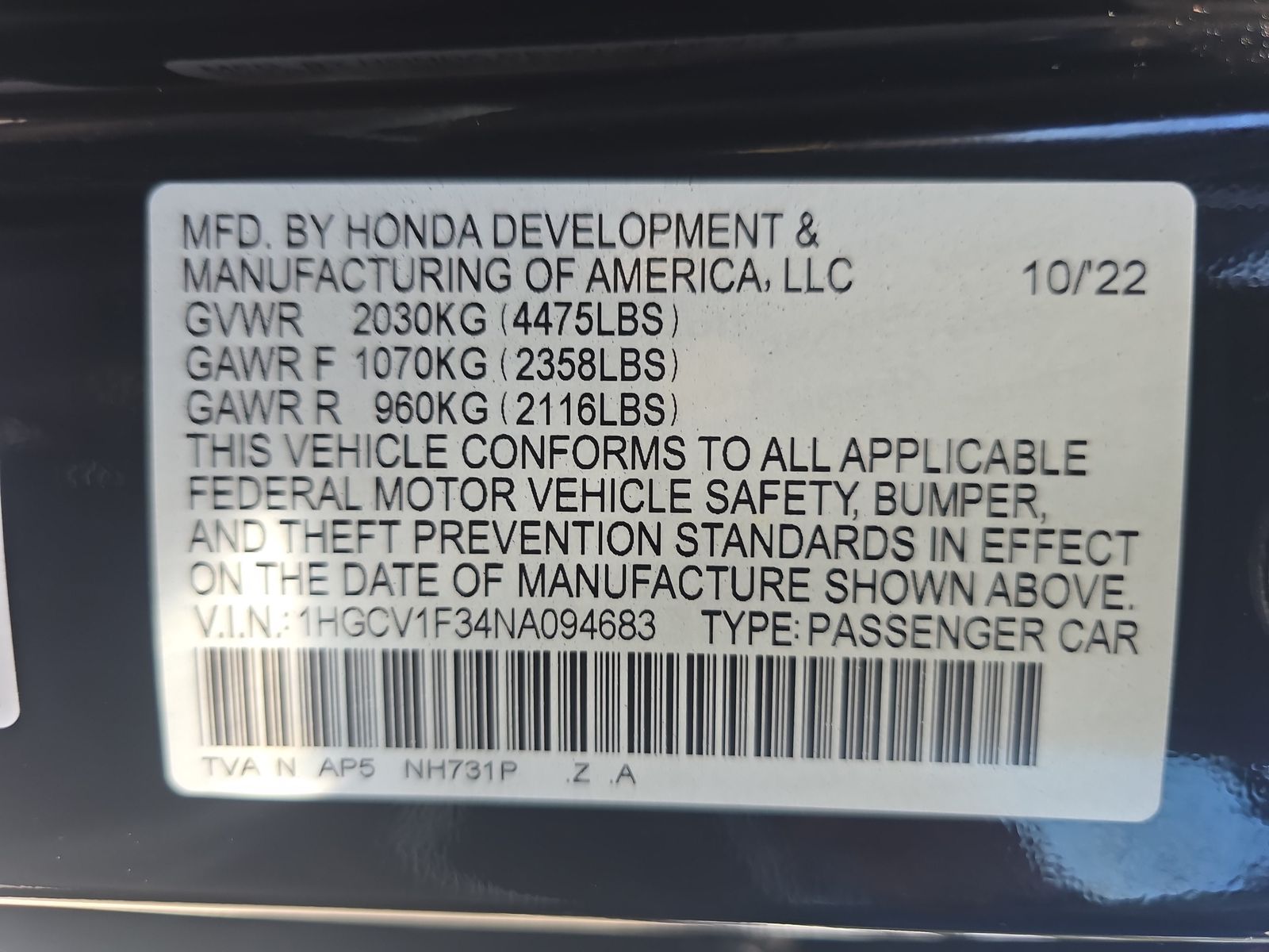 2022 Honda Accord Sport FWD