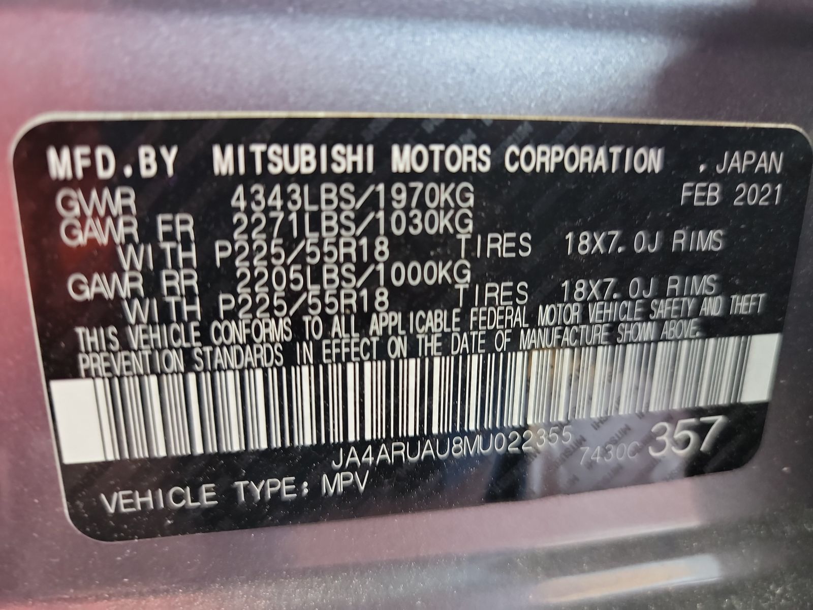 2021 Mitsubishi Outlander Sport 2.0 ES AWD