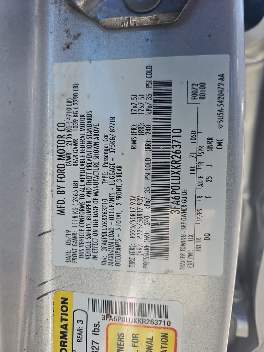 2019 Ford Fusion Hybrid SE FWD