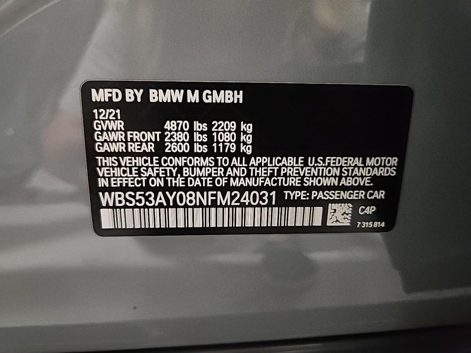 2022 BMW M3 Base RWD