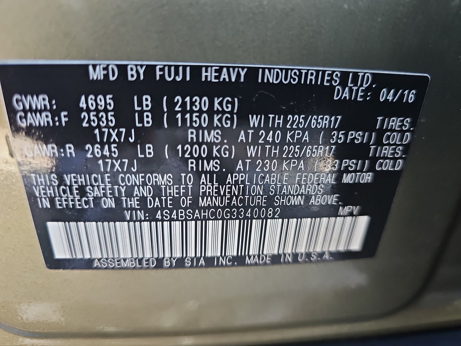 2016 Subaru Outback 2.5i Premium AWD