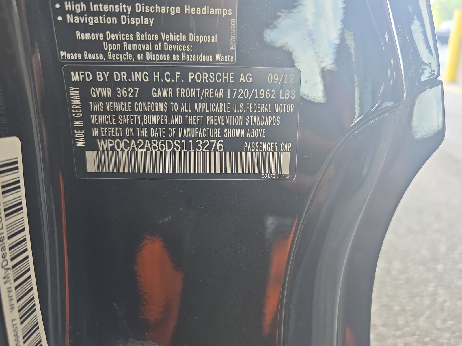 2013 Porsche Boxster Base RWD