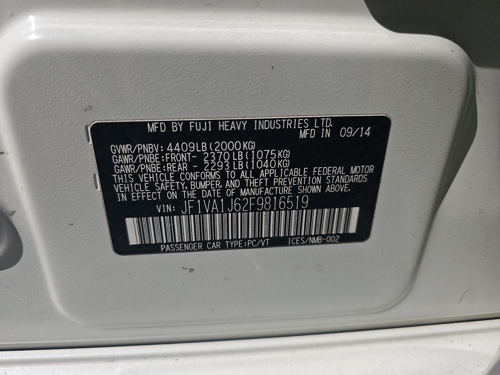 2015 Subaru WRX Limited AWD