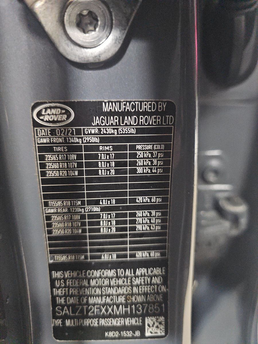 2021 Land Rover Range Rover Evoque R-Dynamic S AWD