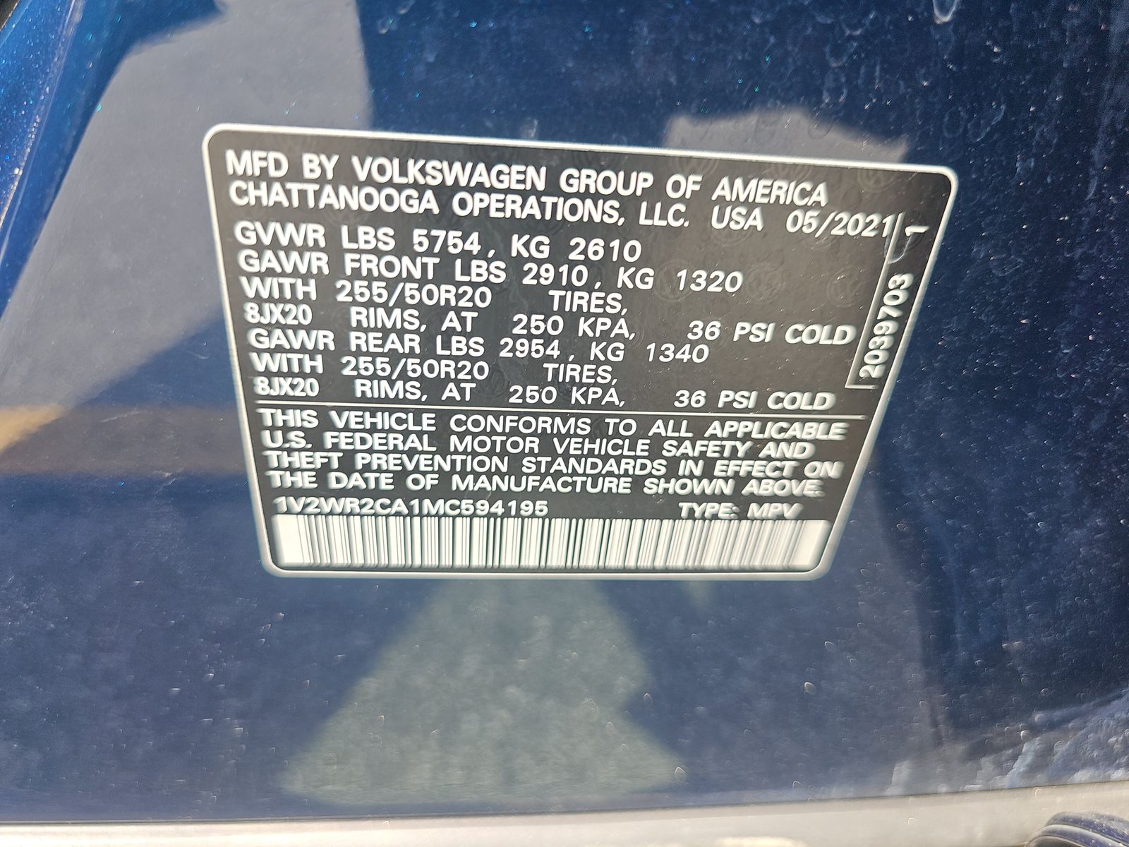 2021 Volkswagen Atlas 3.6L SE FWD