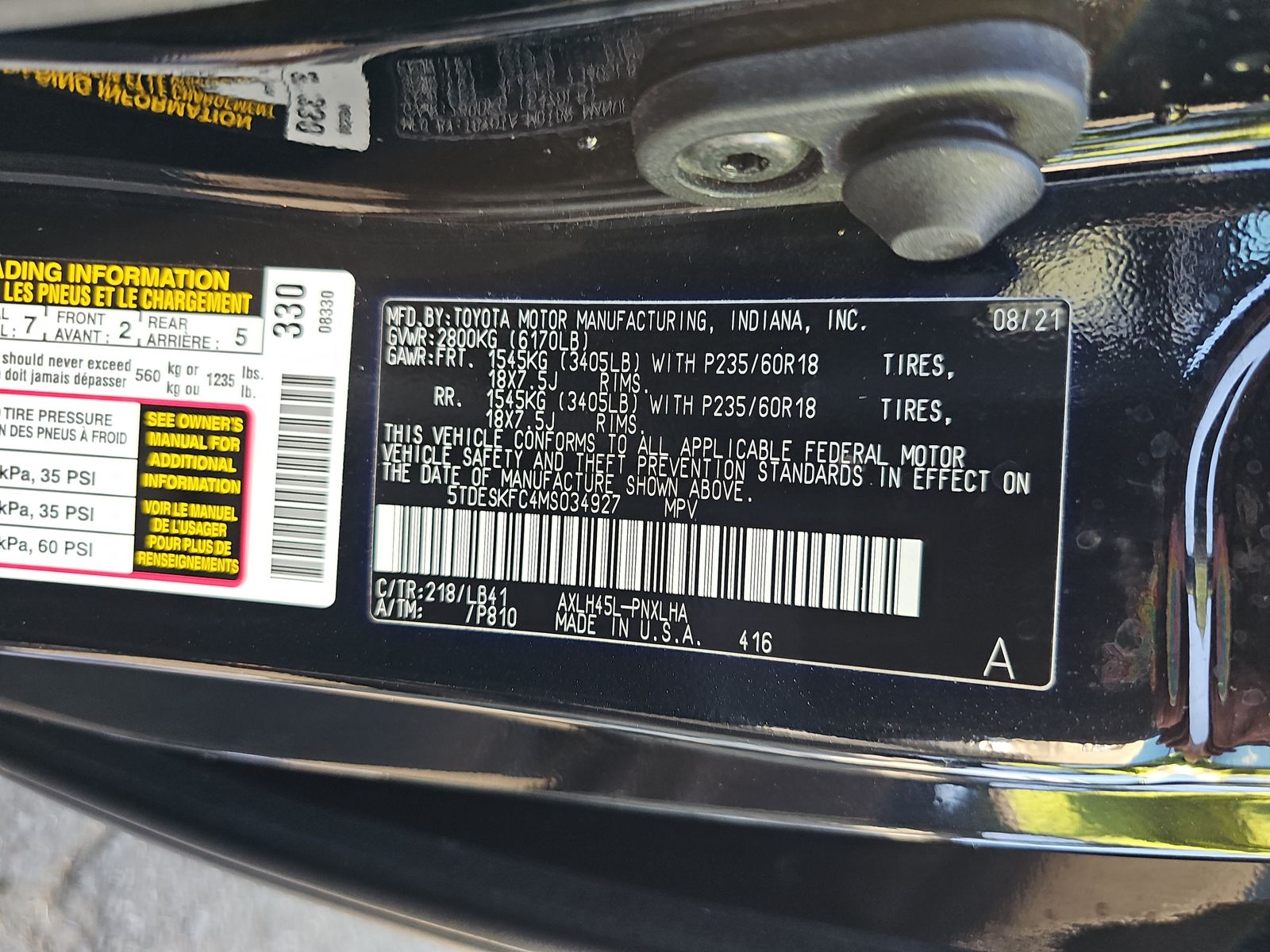 2021 Toyota Sienna Platinum AWD