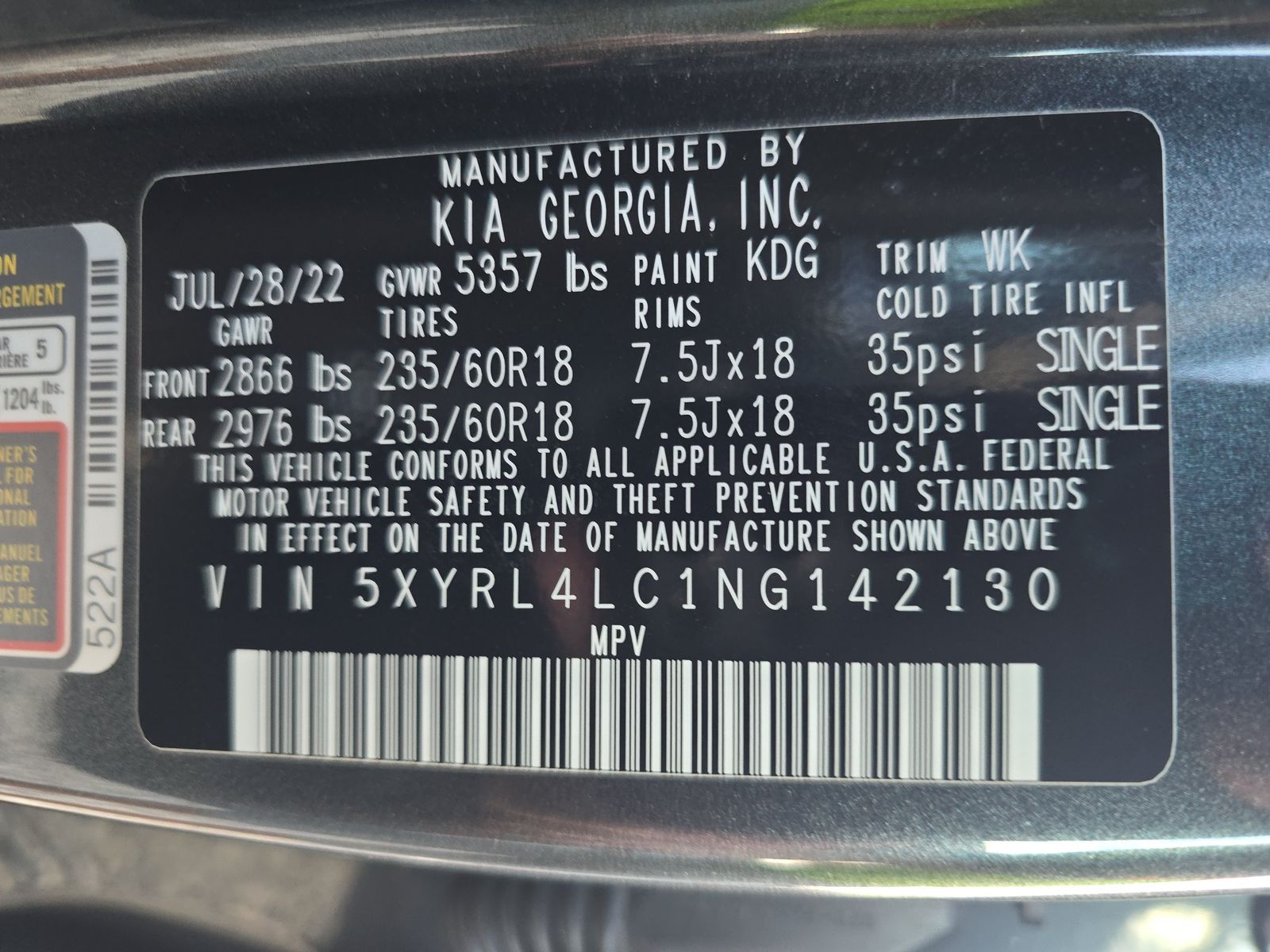 2022 Kia Sorento S FWD