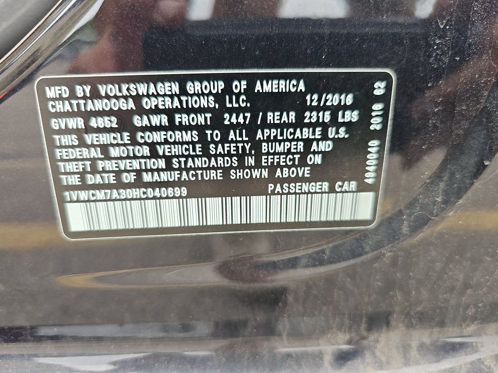 2017 Volkswagen Passat 3.6L SEL Premium FWD