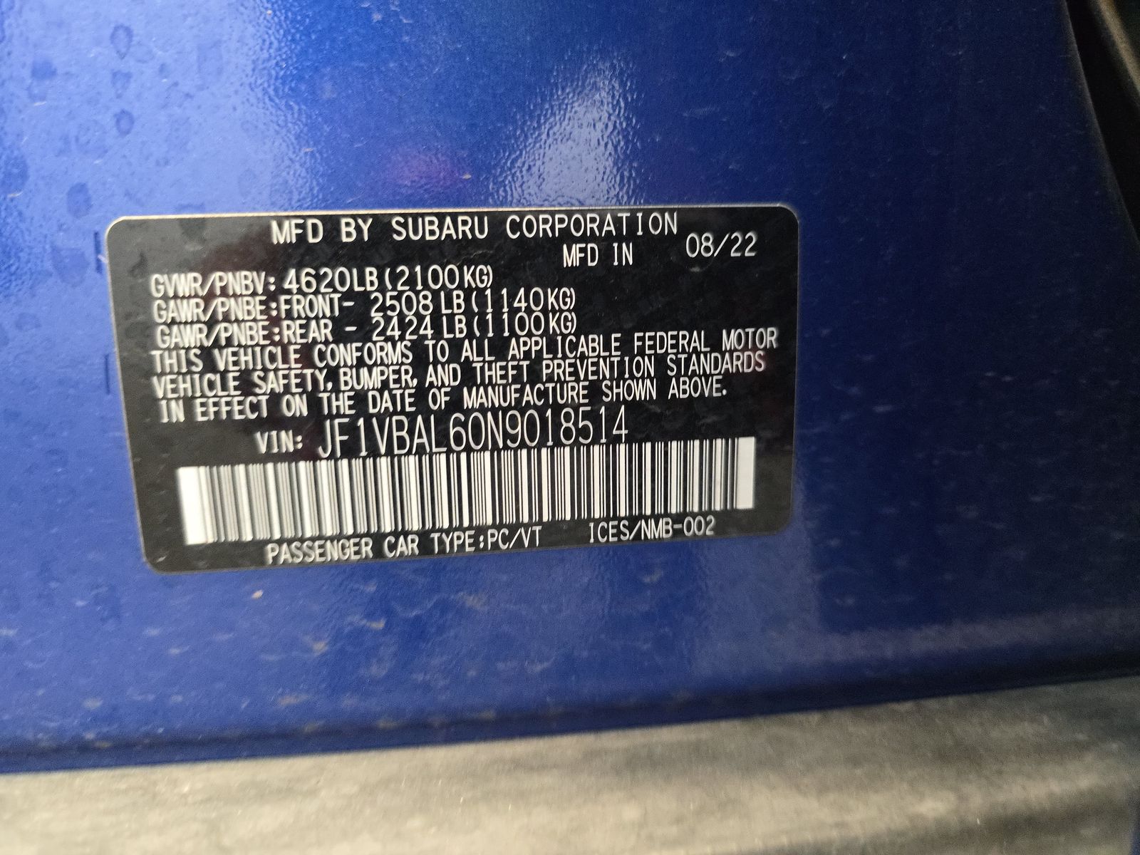 2022 Subaru WRX Limited AWD