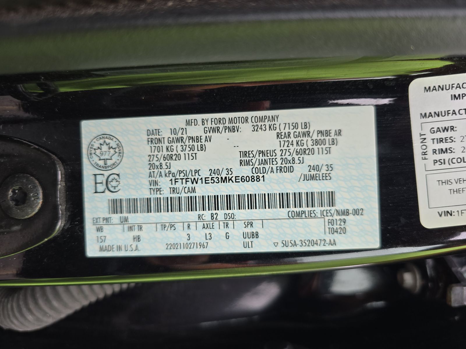 2021 Ford F-150 Lariat AWD