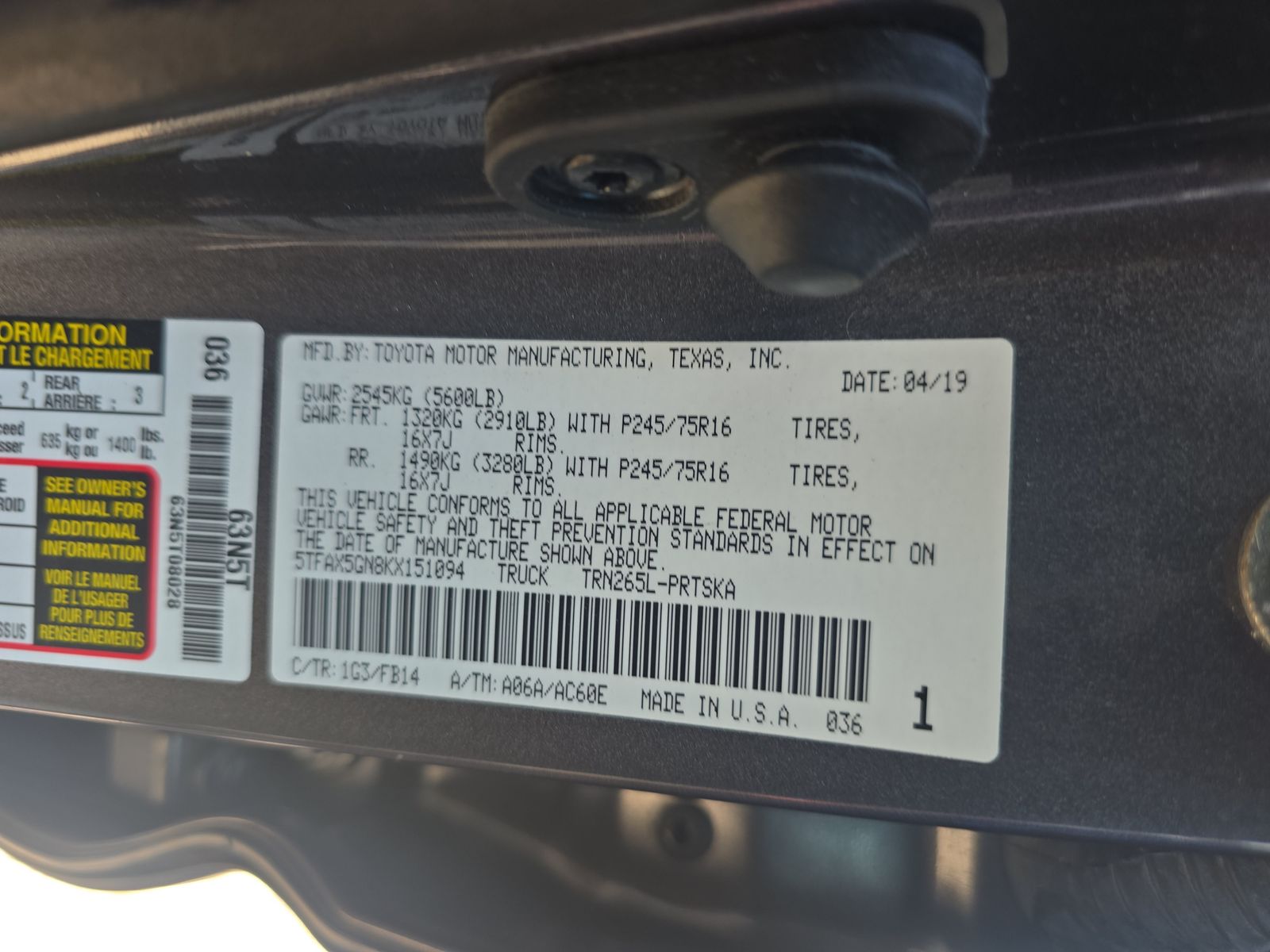 2019 Toyota Tacoma SR RWD