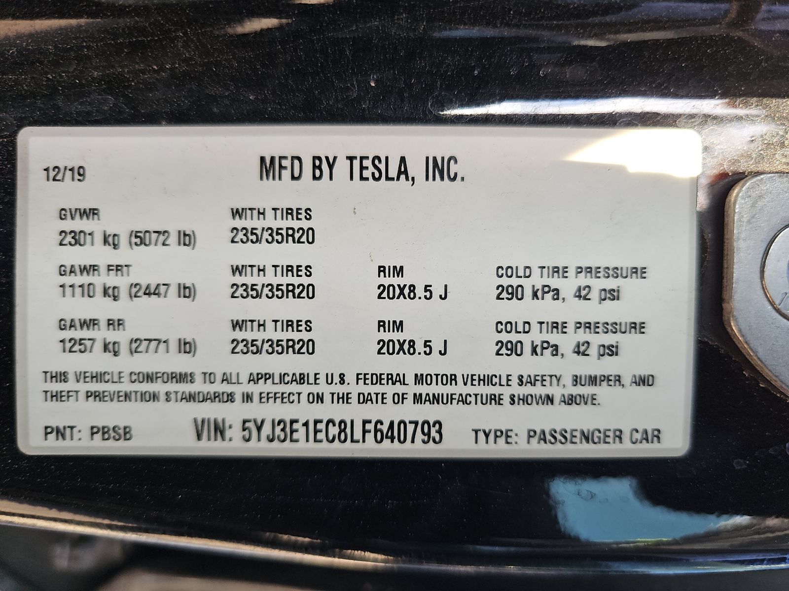 2020 Tesla Model 3 Performance AWD