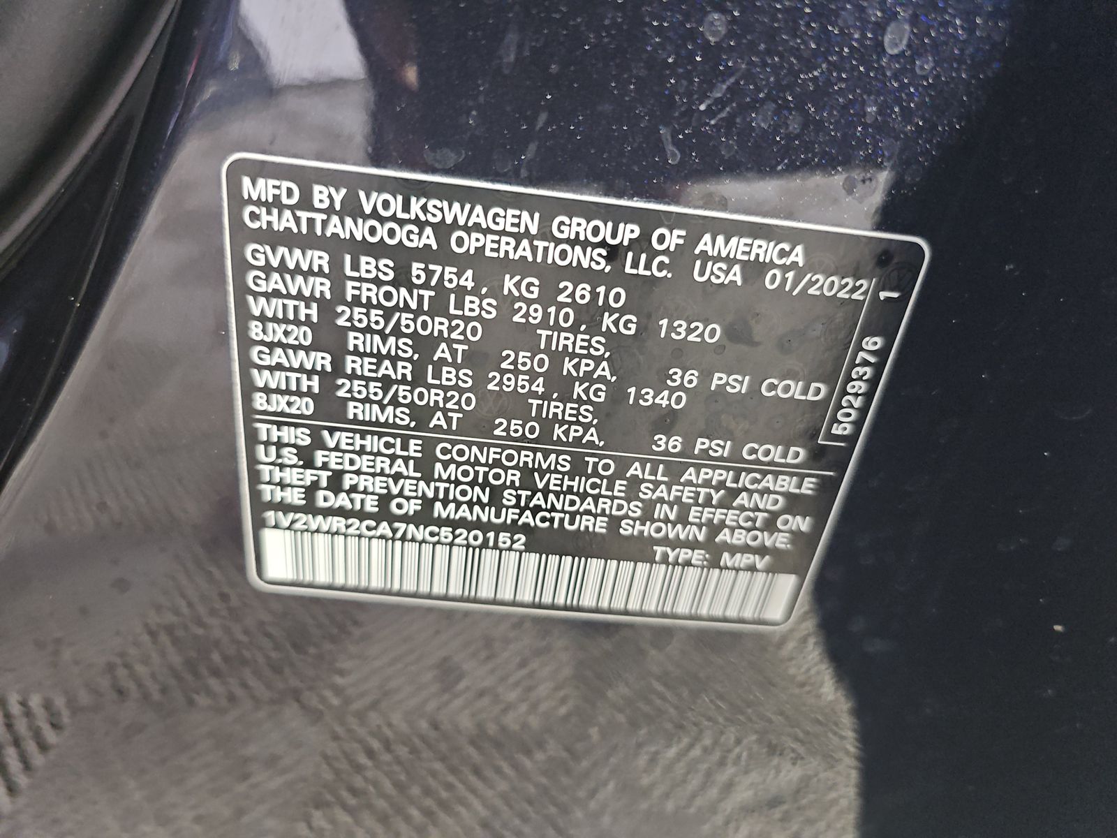 2022 Volkswagen Atlas 3.6L SE FWD