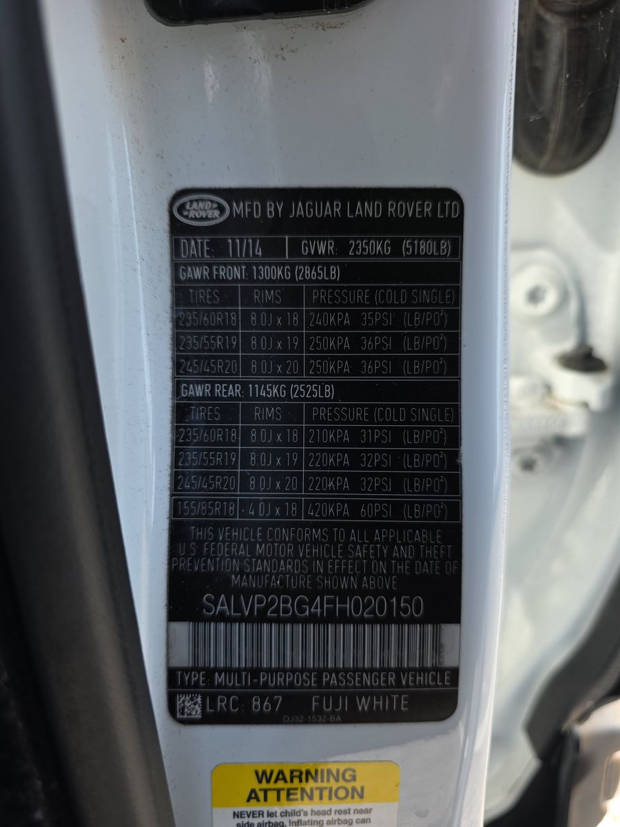 2015 Land Rover Range Rover Evoque Pure Plus AWD