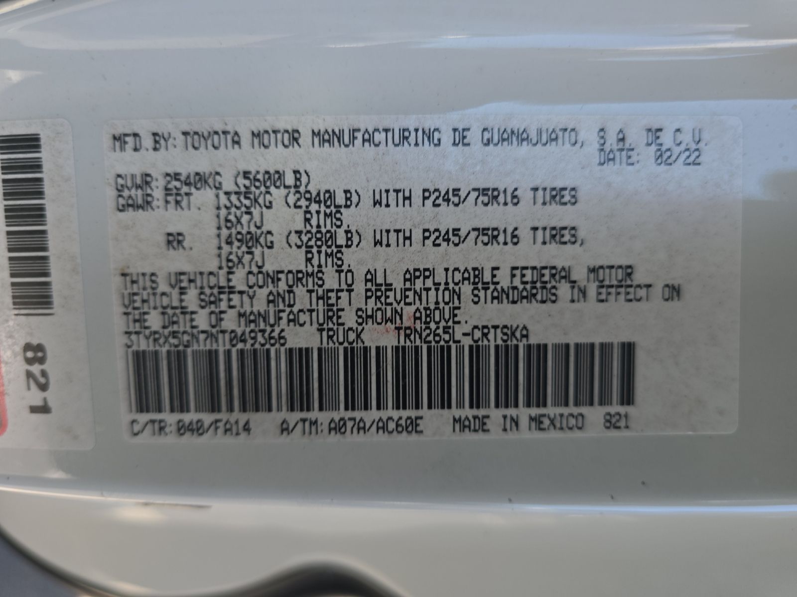 2022 Toyota Tacoma SR RWD