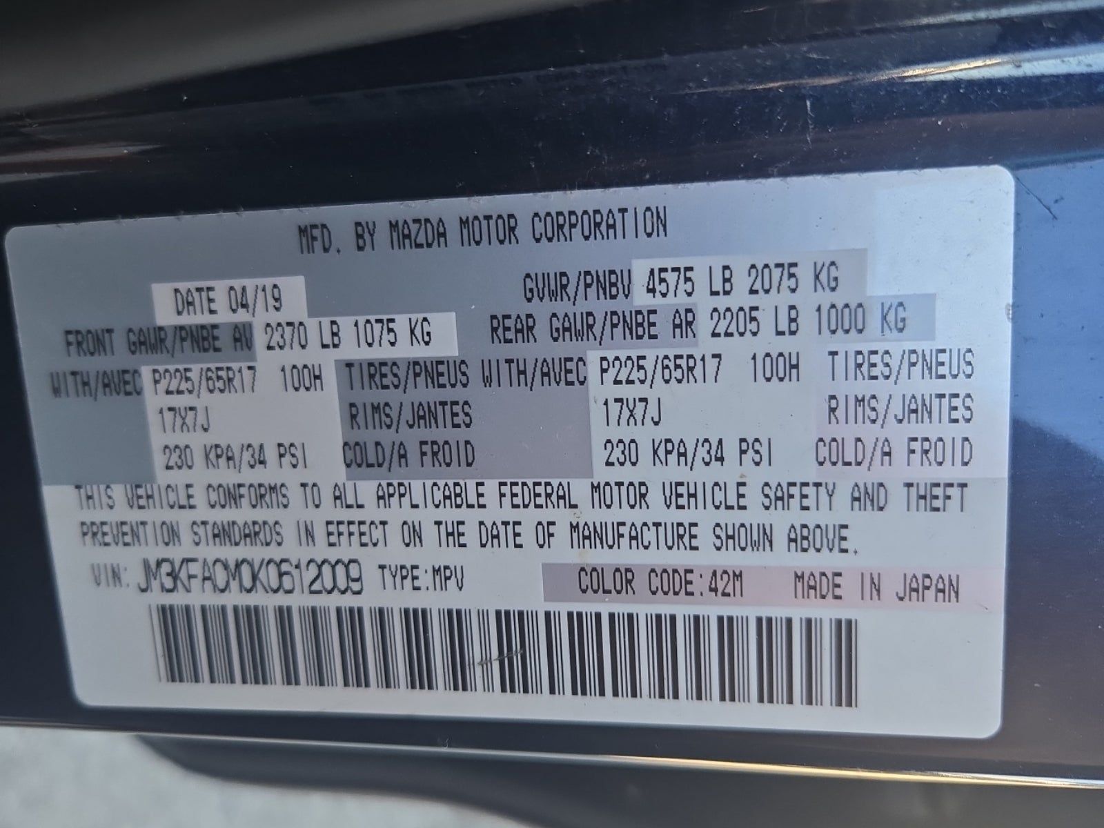 2019 MAZDA CX-5 Touring FWD