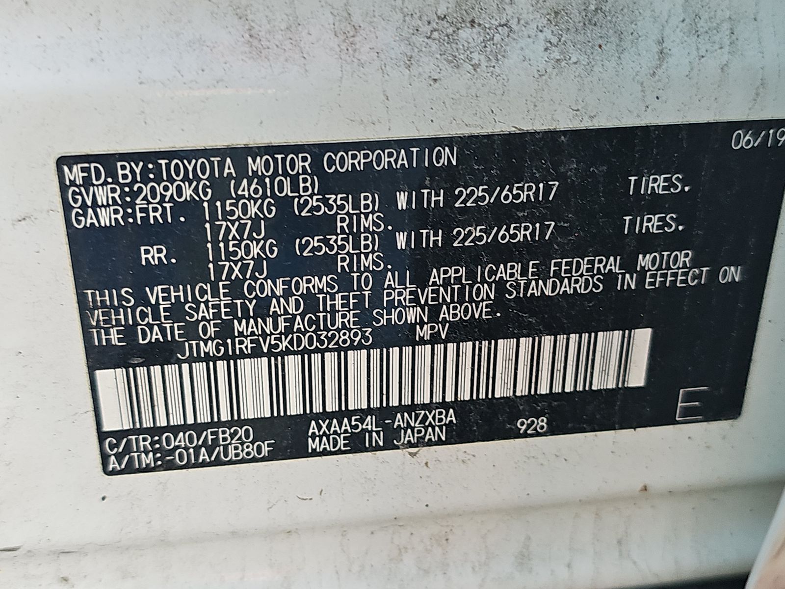 2019 Toyota RAV4 LE AWD