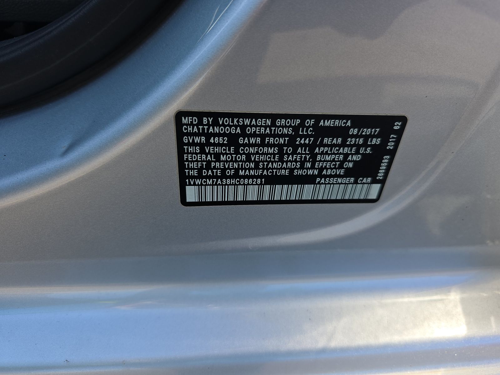 2017 Volkswagen Passat 3.6L SEL Premium FWD