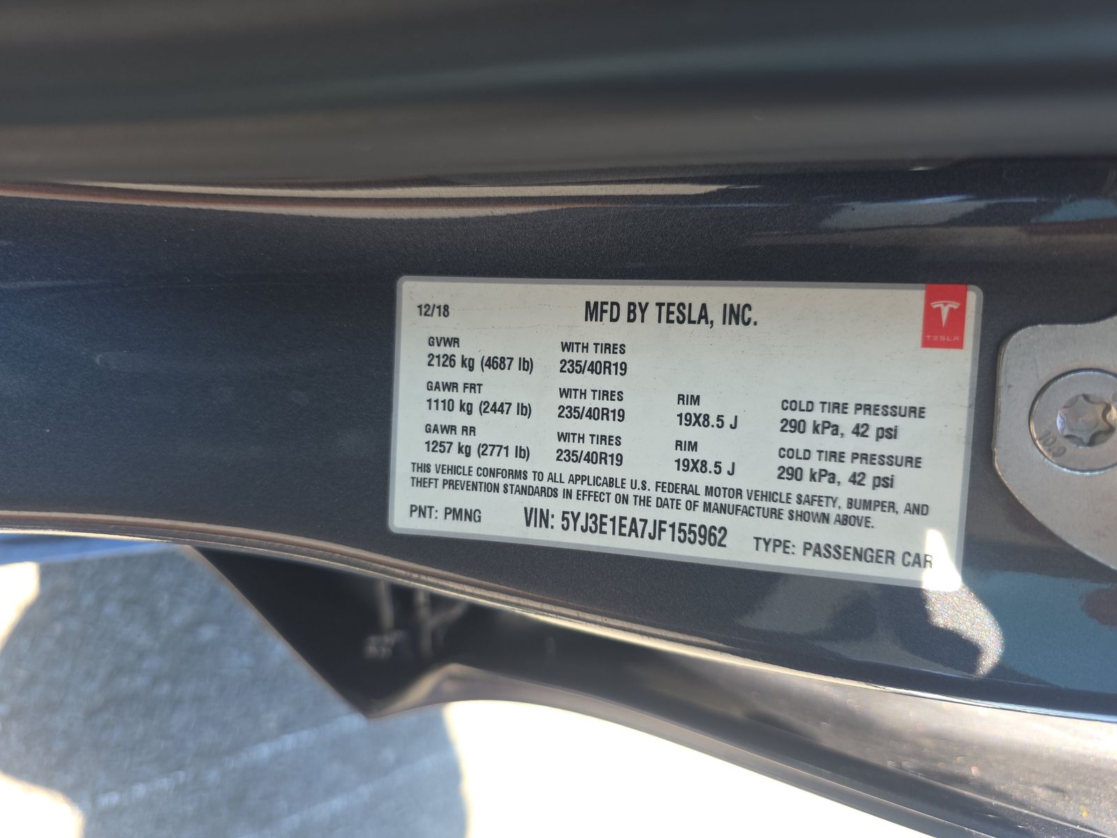 2018 Tesla Model 3 Mid Range FWD