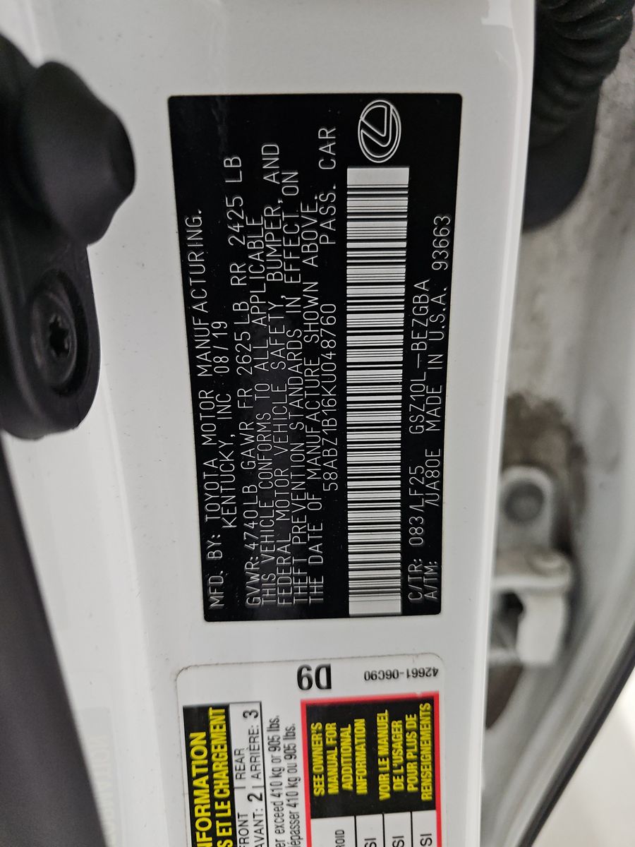 2019 Lexus ES ES 350 F SPORT FWD