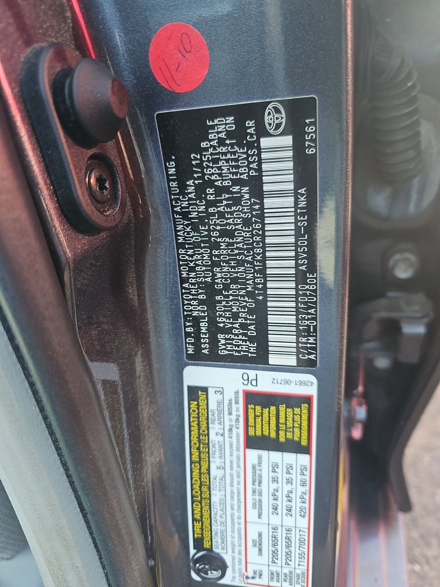 2012 Toyota Camry LE FWD