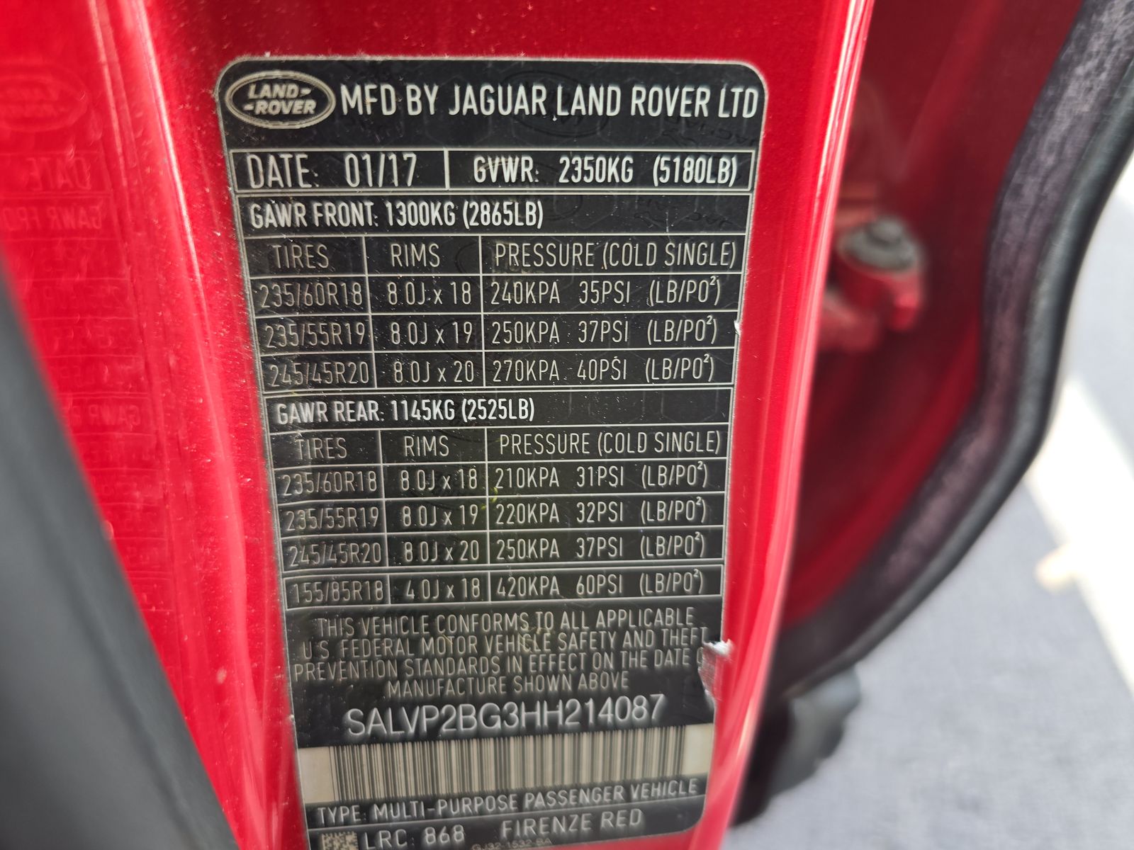 2017 Land Rover Range Rover Evoque SE AWD