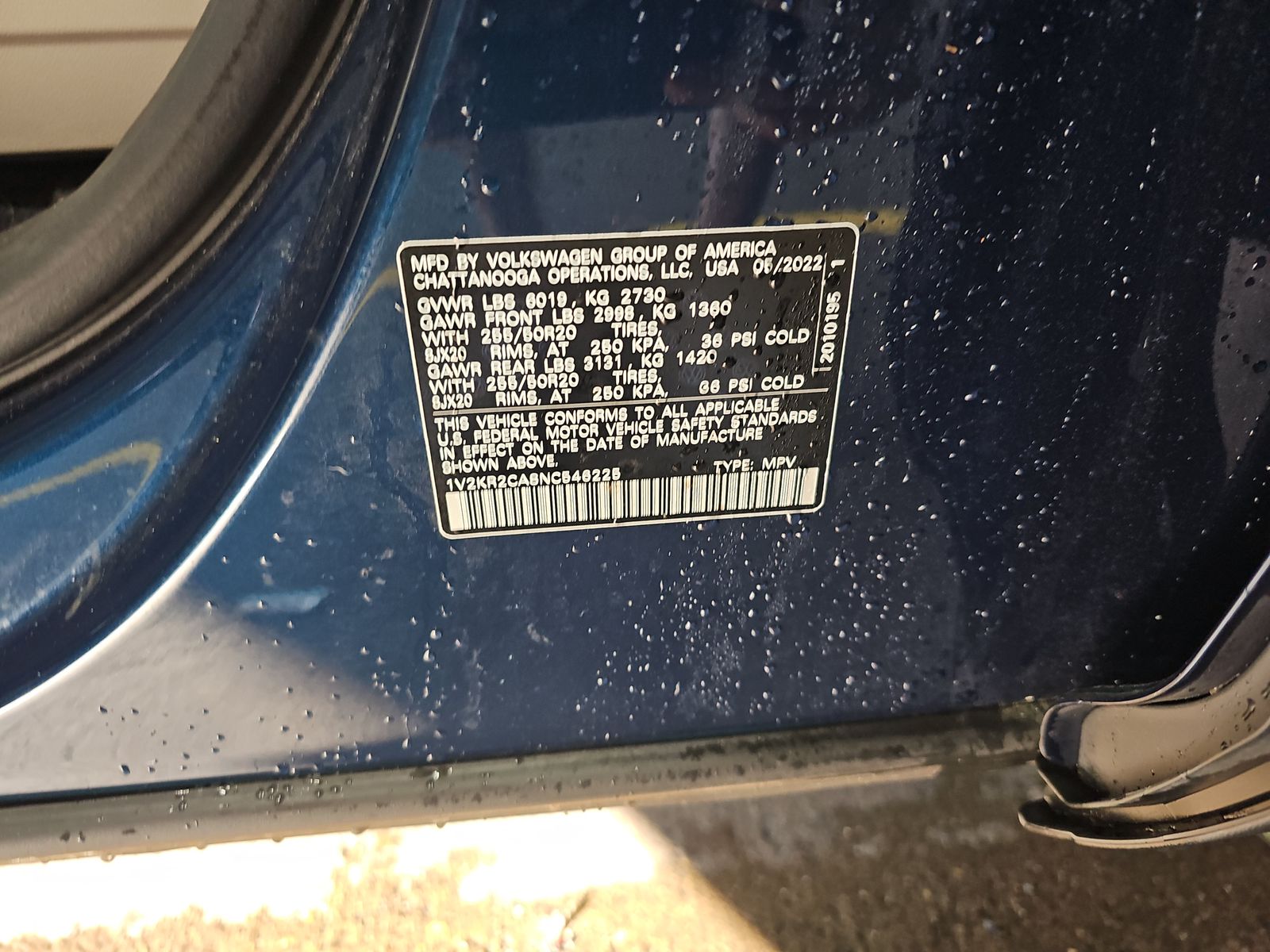 2022 Volkswagen Atlas 3.6L SE AWD